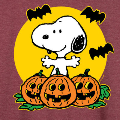 Snoopy Jackolantern Womens Round Neck Long Sleeve Regular Fit Snoopy Graphic T-Shirt