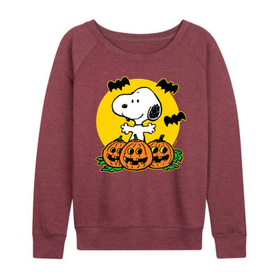 Snoopy Jackolantern Womens Round Neck Long Sleeve Regular Fit Snoopy Graphic T-Shirt