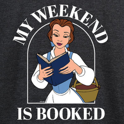 My Weekend Booked Womens Round Neck Long Sleeve Regular Fit Belle Graphic T-Shirt