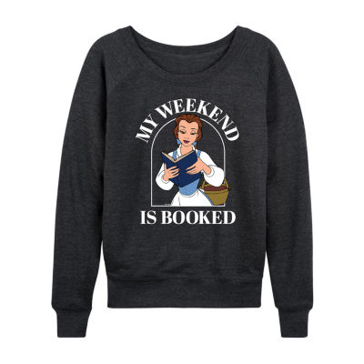 My Weekend Booked Womens Round Neck Long Sleeve Regular Fit Belle Graphic T-Shirt