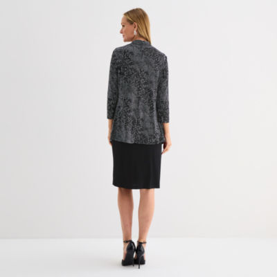 Connected Apparel Womens Scroll Faux-Jacket Dress