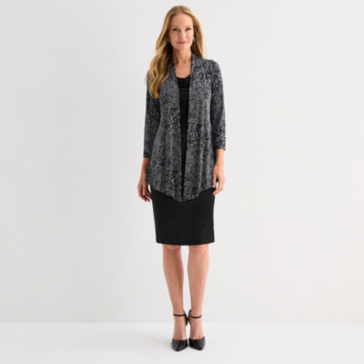 Connected Apparel Womens Scroll Faux-Jacket Dress
