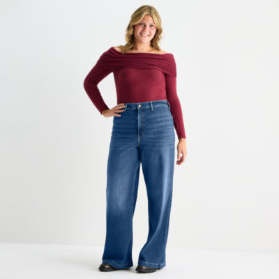 Arizona Womens Juniors Highest Rise Wide Leg Jean