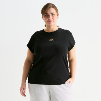 adidas Womens Plus Crew Neck Short Sleeve Active T-Shirt