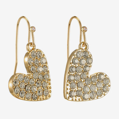 Bijoux Bar Gold Tone Womens Glass Heart Drop Earrings
