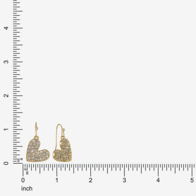 Bijoux Bar Gold Tone Womens Glass Heart Drop Earrings