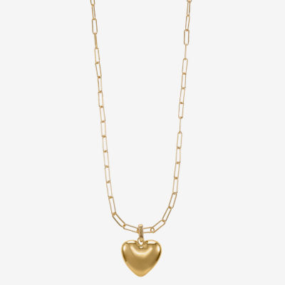 Bijoux Bar Gold Tone Womens Heart 30 Inch Pendant Necklace
