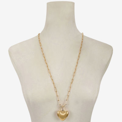 Bijoux Bar Gold Tone Womens Heart 30 Inch Pendant Necklace