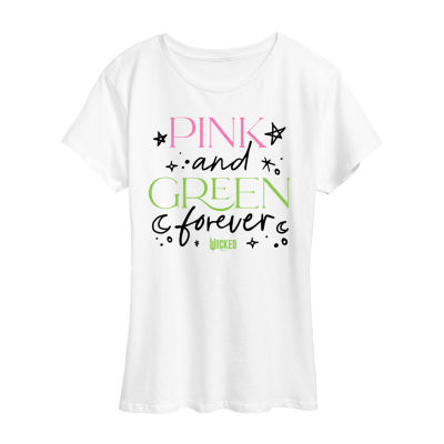 Wicked Pink And Green Womens Crew Neck Short Sleeve Regular Fit Wicked Graphic T-Shirt
