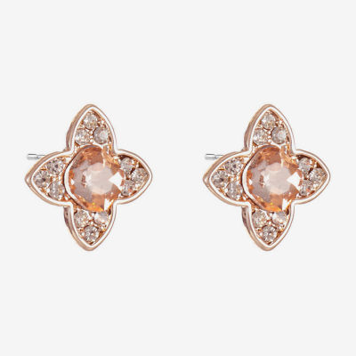 Monet Jewelry Orange 15mm Clover Stud Earrings