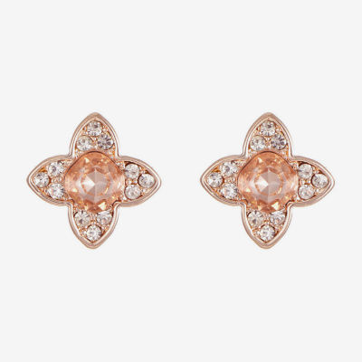 Monet Jewelry Orange 15mm Clover Stud Earrings