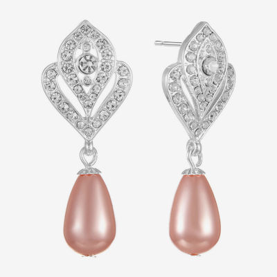 Monet Jewelry Timeless Womens Glass Simulated Pearl Round Hypoallergenic Drop Earrings