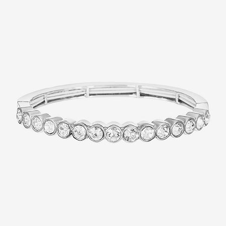 Liz Claiborne Womens Glass Stretch Bracelet, One Size, Silver