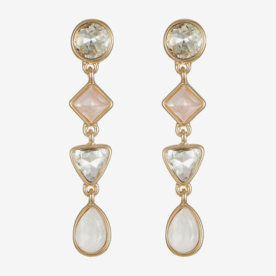 Monet Jewelry Womens Glass Round Square Hypoallergenic Drop Earrings