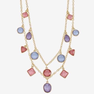 Monet Jewelry Womens Pink Glass 18 Inch Strand Necklace