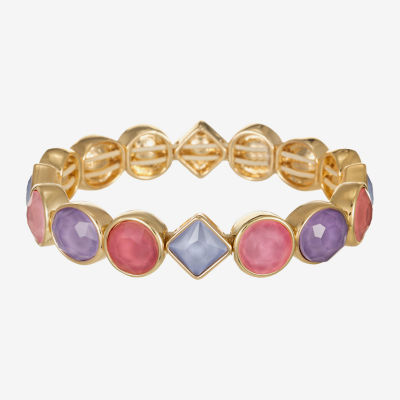 Monet Jewelry Womens Glass Round Square Stretch Bracelet