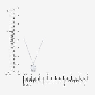 ( H-I/Si2 ) Womens 2 CT. Lab Grown White Diamond 14K Gold Oval 18 Inch Pendant Necklace