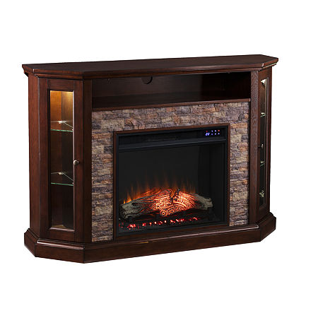 Tonrell Corner Fireplace, One Size, Brown