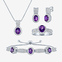 Lab Created Purple Amethyst Pure Silver Over Brass Oval 4-pc. Jewelry Set