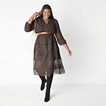 Women's Plus Ryegrass Lace-Trim Dress, Liz Claiborne Over-The-Knee Boots, a..a Belt, Earring Set