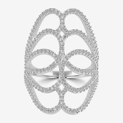 Diamonart Womens Cubic Zirconia Sterling Silver Cocktail Ring