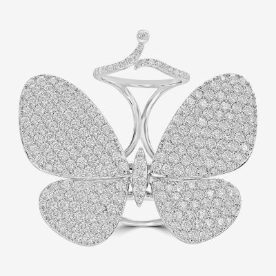 Diamonart Womens Cubic Zirconia Sterling Silver Butterfly Cocktail Ring