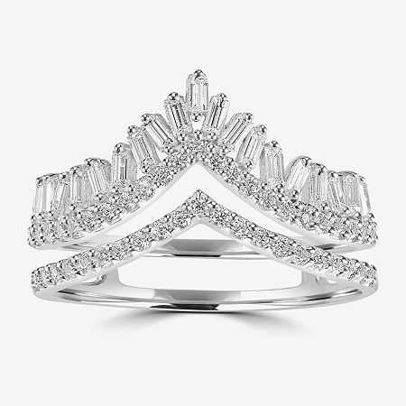 Diamonart Womens Cubic Zirconia Sterling Silver Cocktail Ring, 7, Sterling Silver