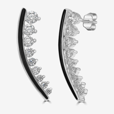 Diamonart Womens Cubic Zirconia Sterling Silver Curved Ear Climbers