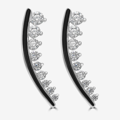 Diamonart Womens Cubic Zirconia Sterling Silver Curved Ear Climbers