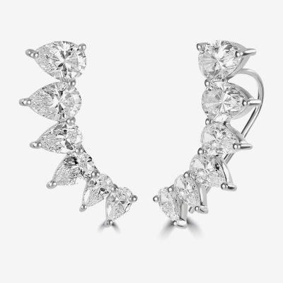 Diamonart Womens 5 CT. T.W. Cubic Zirconia Sterling Silver Pear Ear Climbers