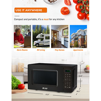Commercial Chef Small Microwave 0.7 Cu. ft. Countertop Microwave with Digital Display, Stainless Steel