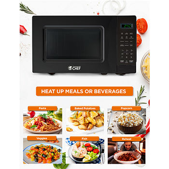 COMMERCIAL CHEF 0.7 Cubic Foot Microwave with 10 Power Levels, Small  Microwave with Push Button, 700W Countertop Microwave up to 99 Minute Timer  and