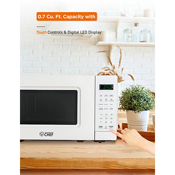 COMMERCIAL CHEF 0.7 Cu. Ft. Countertop Microwave with Digital Display Black  Microwave with 10 Power Levels CHM7MB, Color: Black - JCPenney