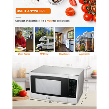 COMMERCIAL CHEF 1.1 Cu Ft Microwave with 10 Power Levels, Small Microwave  with Push Button, 1000W Countertop Microwave with Kitchen Timer, Door Lock
