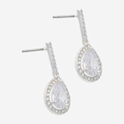 Mixit Hypoallergenic Silver Tone Cubic Zirconia Drop Earrings