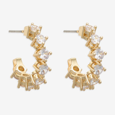 Mixit Hypoallergenic Gold Tone Cubic Zirconia Hoop Earrings