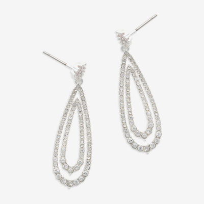 Mixit Hypoallergenic Silver Tone Cubic Zirconia Drop Earrings