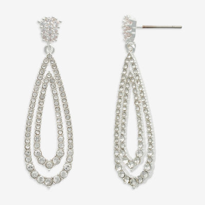 Mixit Hypoallergenic Silver Tone Cubic Zirconia Drop Earrings