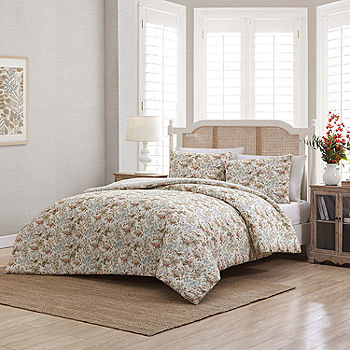 Laura Ashley Bramble Floral Cotton Reversible 7 Piece Comforter