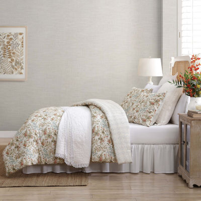 Laura Ashley Bramble Floral Green 7-Piece Reversible Comforter