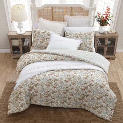 Laura Ashley Bramble Floral Green 7-Piece Reversible Comforter Bonus Set