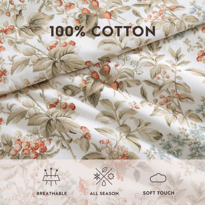 Laura Ashley Bramble Floral Cotton Reversible -Piece Comforter Set