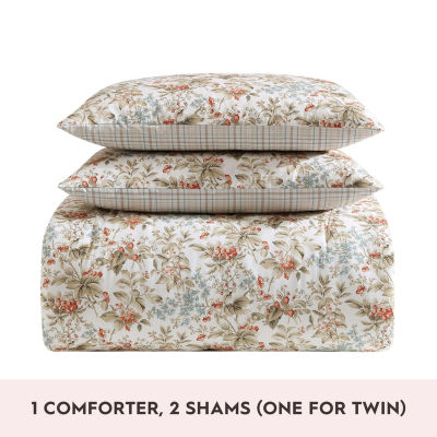 Laura Ashley Bramble Floral Cotton Reversible 7 Piece Comforter