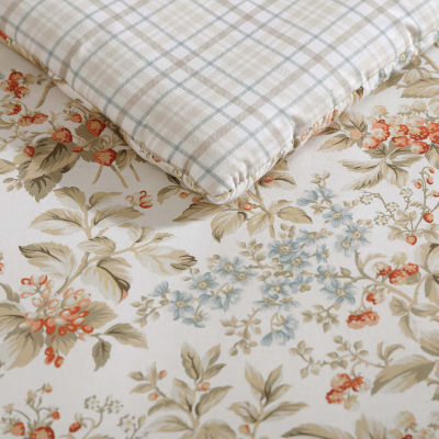 Laura Ashley Bramble Floral Green 7-Piece Reversible Comforter