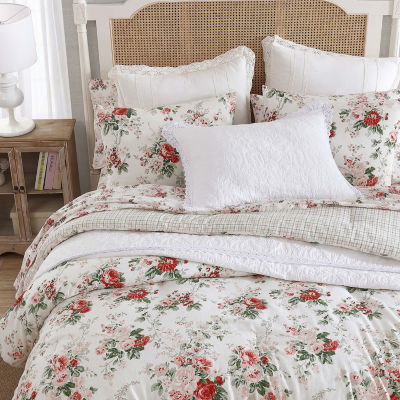 Laura Ashley Ashfield Cotton Flannel Midweight Reversible Comforter Set