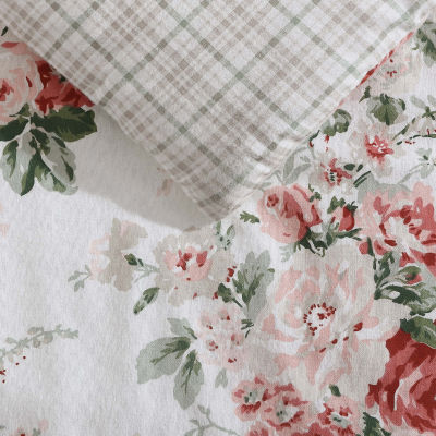 Laura Ashley Ashfield Cotton Flannel Midweight Reversible Comforter Set