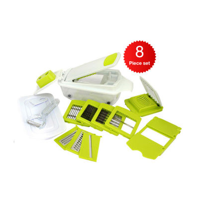 MegaChef 8 in 1 Multi-Use Slicer Dicer and Chopper with Interchangeable Blades, Vegetable and Fruit Peeler and Soft Slicer