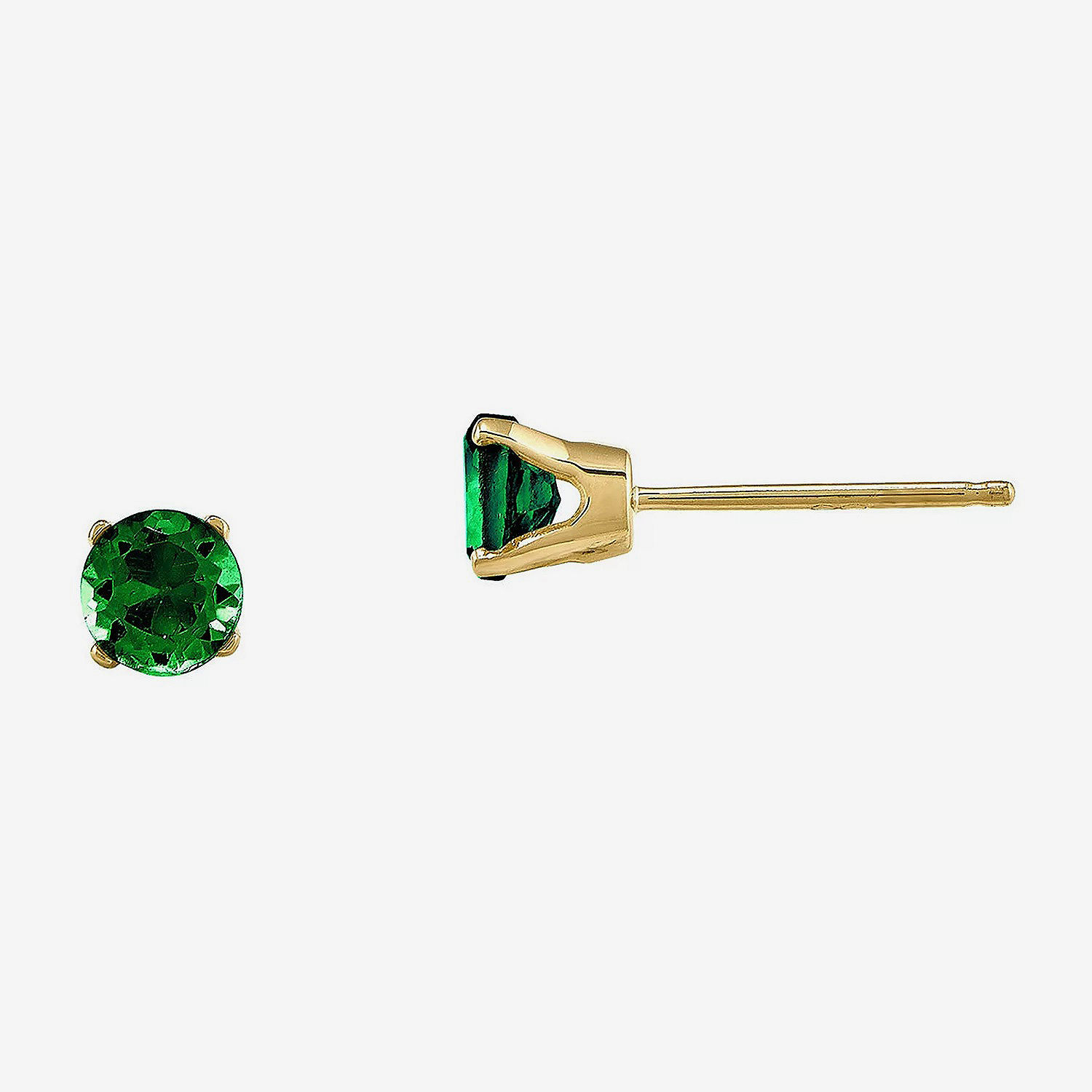 4mm Round Genuine Emerald 14K Yellow Gold Earrings, Color: Green - JCPenney