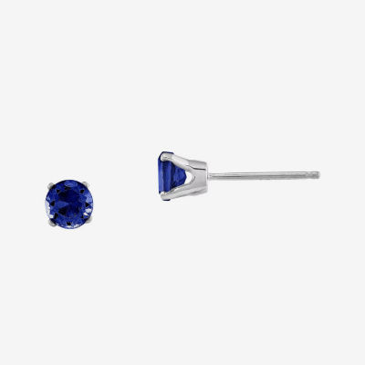 Genuine Blue Sapphire 14K Gold Stud Earrings