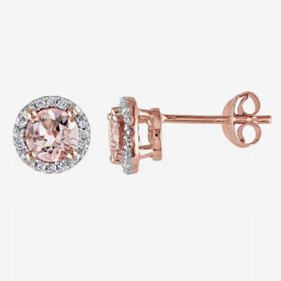 Pink Morganite & Diamond-Accent Stud Earrings